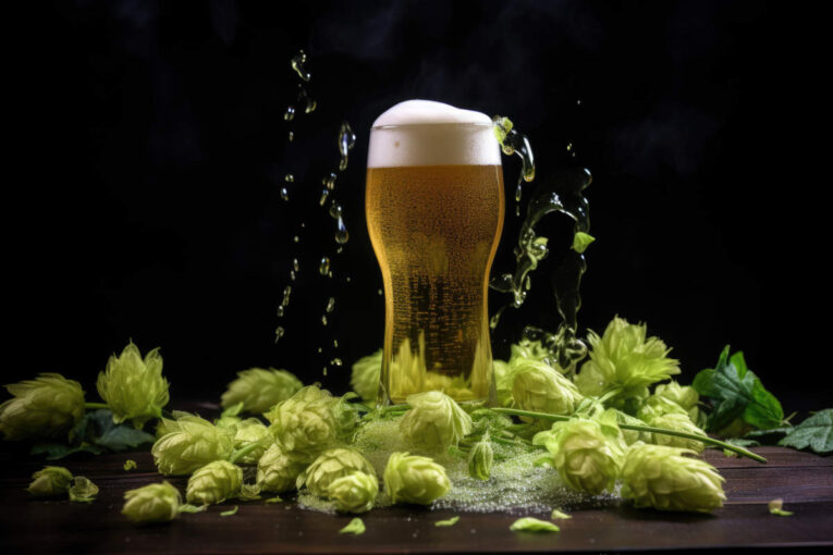 cerveza con lúpulo movimiento